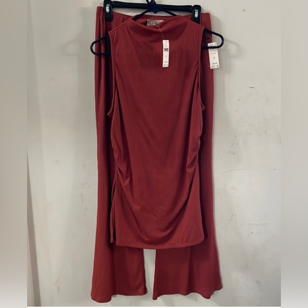 Anthropologie x en Elle lounge set - size S - red ribbed - nwt